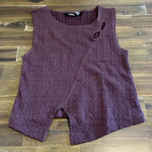 Nuon Y2K Crop Top Cut Out Tank Edgy Goth Streetwear M Textured Boho Brown